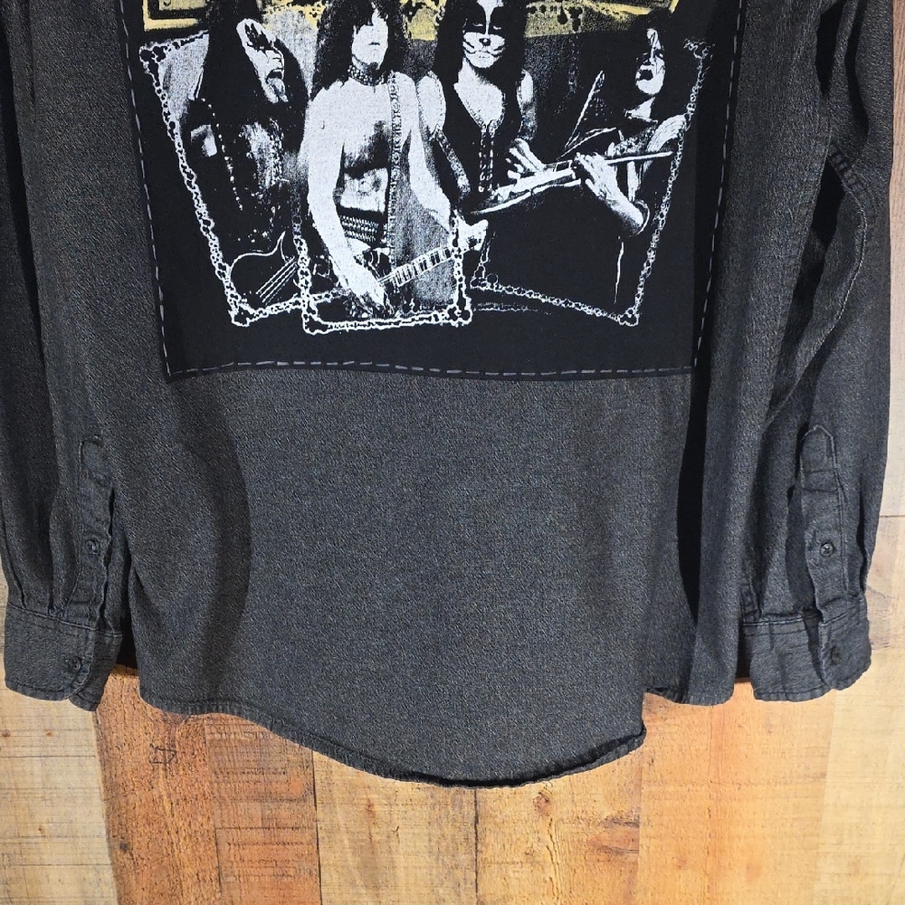 Upcycled KISS Gray Casual Button Down Shirt - Picture 6 of 7